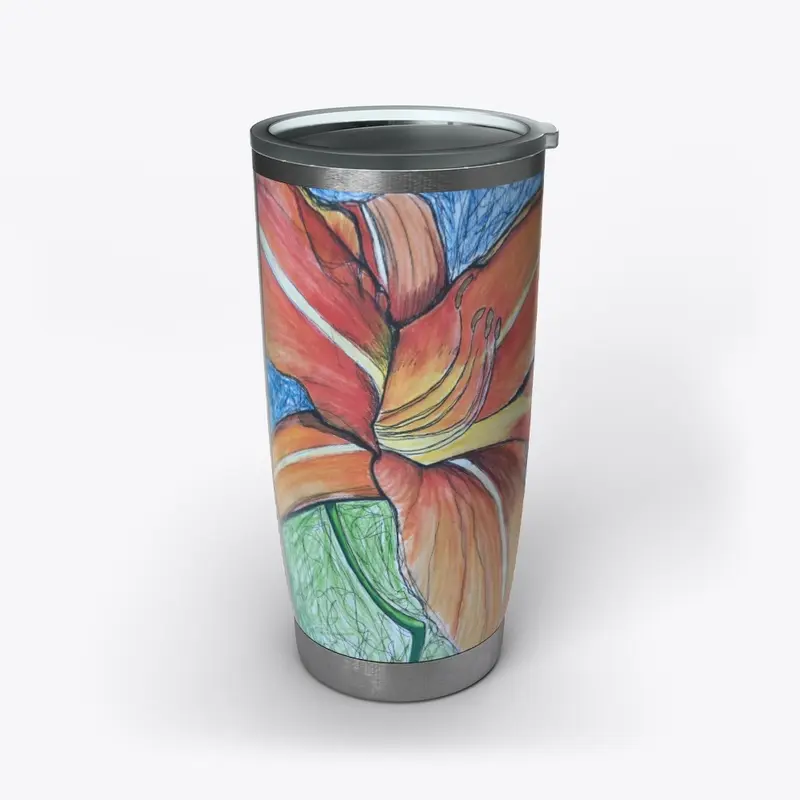 Orange Lily Stainless Tumbler